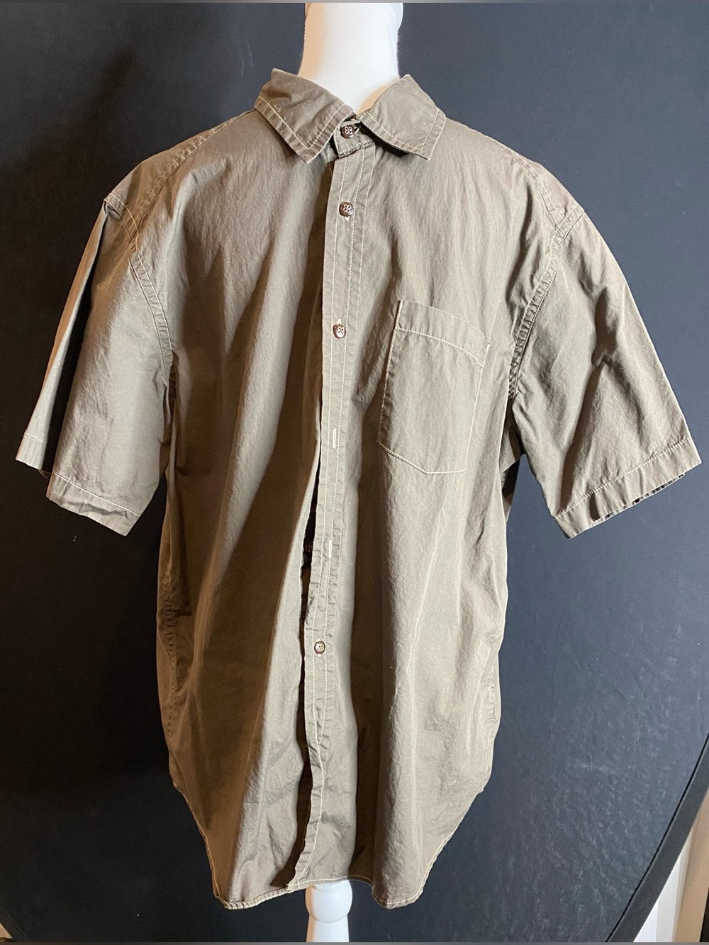 Structure Men's Short-Sleeve Button-Down Shirt in Olive Green